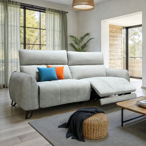 Canapé relax 3,5 places LYNA tissu grège