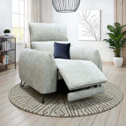 Fauteuil relax électrique  tissu grège vue d'ambiance 1