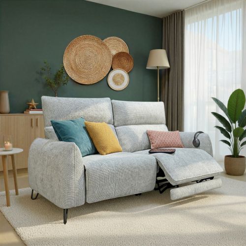 Canapé relax 3 places LYNA tissu grège