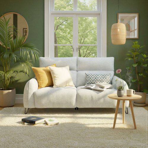 Canapé relax 3 places LYNA tissu crème