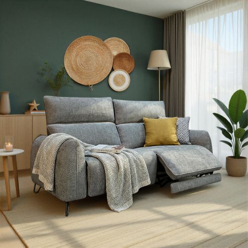 Canapé relax 3 places LYNA tissu gris foncé