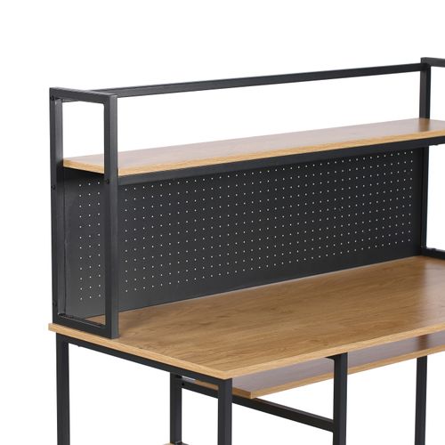 Bureau droit JULIE imitation chêne et métal noir vue détaillée