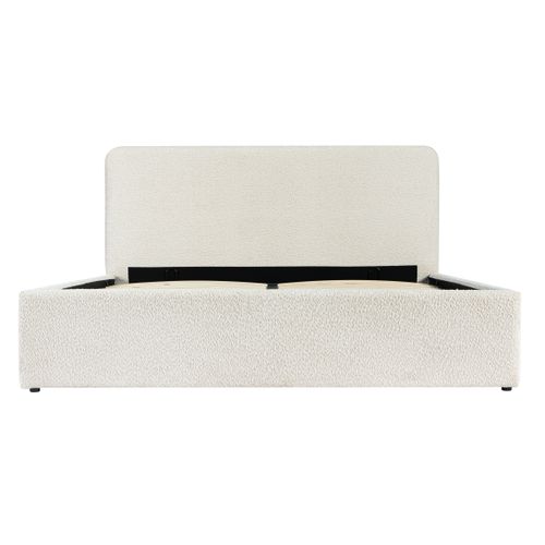 Lit coffre 140x190 cm tissu bouclette beige LYLA vue de face