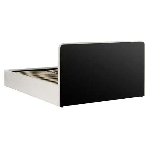 Lit coffre 140x190 cm velours côtelé beige LYLA