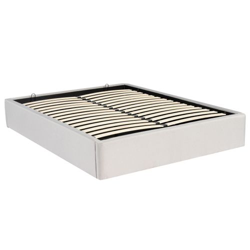 Lit coffre 140x190 cm avec sommier relevable PARMA tissu gris