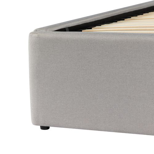 Lit coffre 160x200 cm avec sommier relevable PARMA tissu gris vue accessoires
