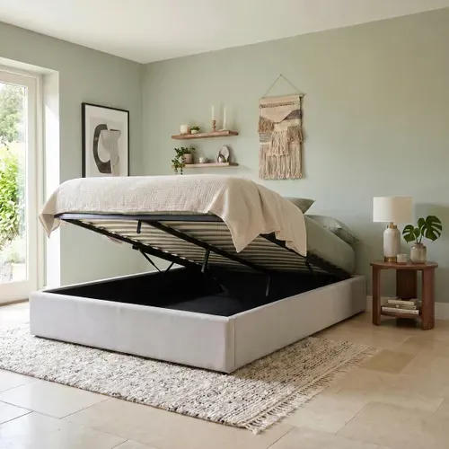 Lit coffre 160x200 cm tissu gris PARMA