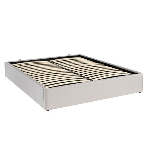 Lit coffre 160x200 cm avec sommier relevable PARMA tissu gris vue de profil
