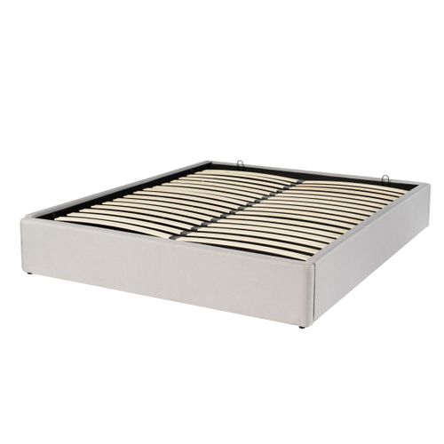 Lit coffre 160x200 cm avec sommier relevable PARMA tissu gris vue 3/4