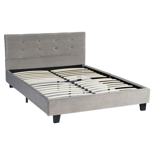 Lit 140x190 cm ROSALIE velours gris