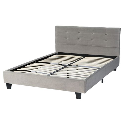 Lit 140x190 cm ROSALIE velours gris