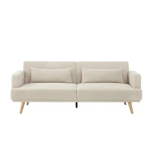 Banquette-lit clic-clac ALOHA 3 places en tissu beige - couchage rapide vue de face