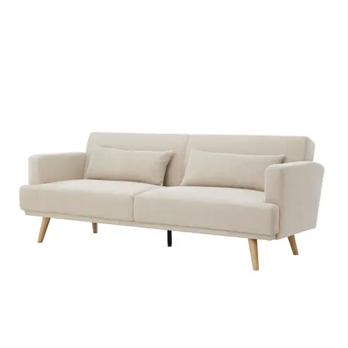 Banquette-lit clic-clac ALOHA 3 places en tissu beige - couchage rapide vue de profil