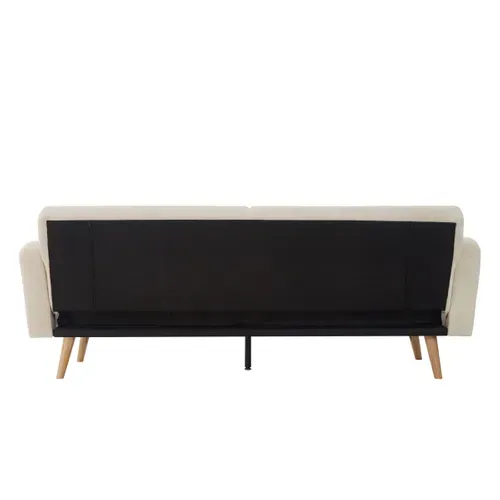 Banquette-lit clic-clac ALOHA 3 places en tissu beige - couchage rapide vue de derrière