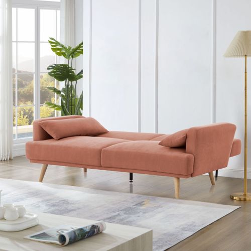 Banquette-lit clic-clac ALOHA 3 places en tissu terra cotta - couchage rapide vue d'ambiance 1