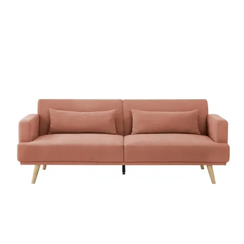 Banquette-lit clic-clac ALOHA 3 places en tissu terra cotta - couchage rapide vue de face