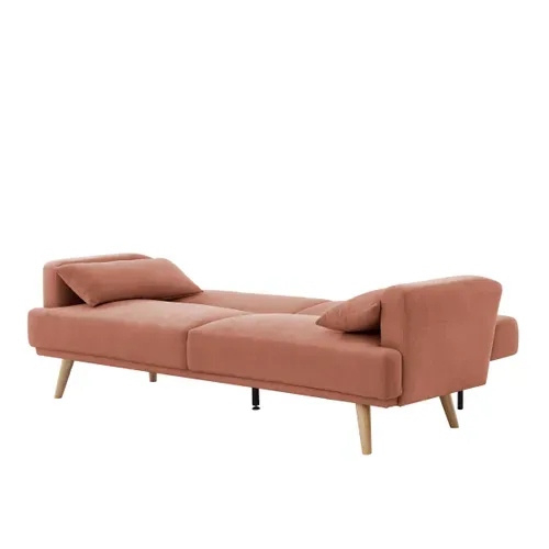 Banquette-lit clic-clac ALOHA 3 places en tissu terra cotta - couchage rapide