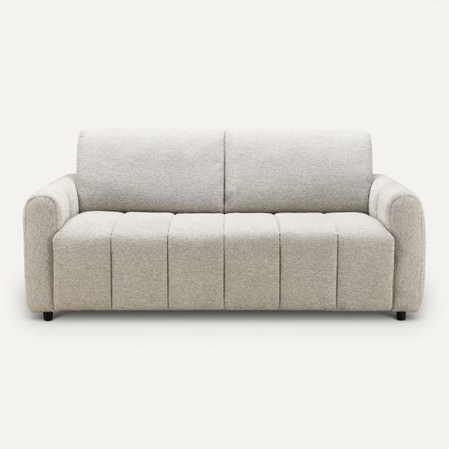 Canapé convertible express 3 places MYLODIE tissu gris matelas 12 cm vue de face