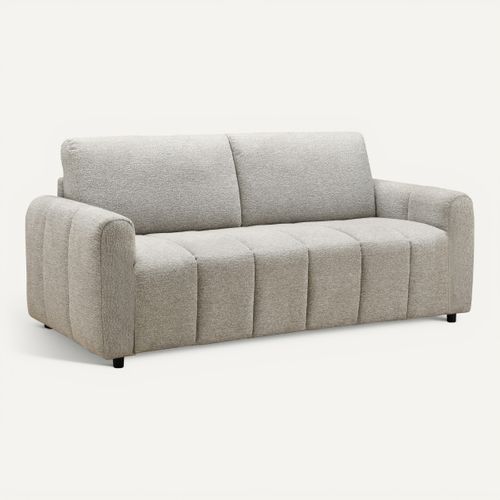 Canapé convertible express 3 places MYLODIE tissu gris matelas 12 cm vue 3/4