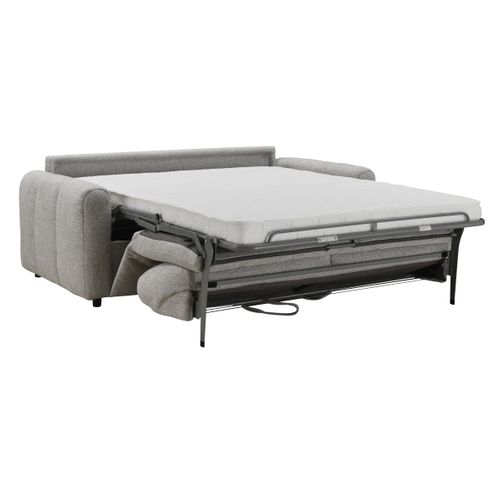 Canapé convertible express 3 places MYLODIE tissu gris matelas 12 cm