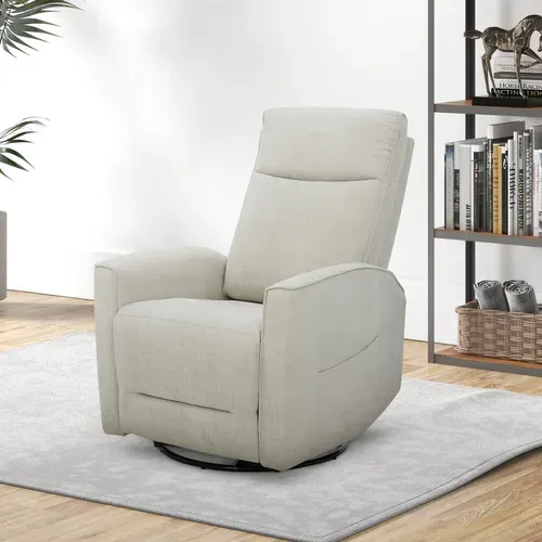 Fauteuil relax pivotant NELSON tissu beige vue d'ambiance 1