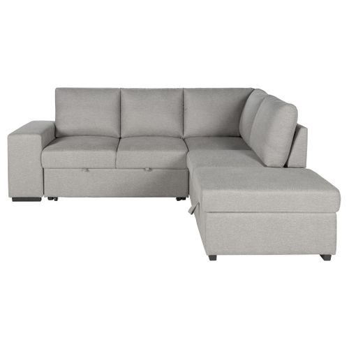 Canapé d'angle droit convertible LAURENCE tissu gris clair