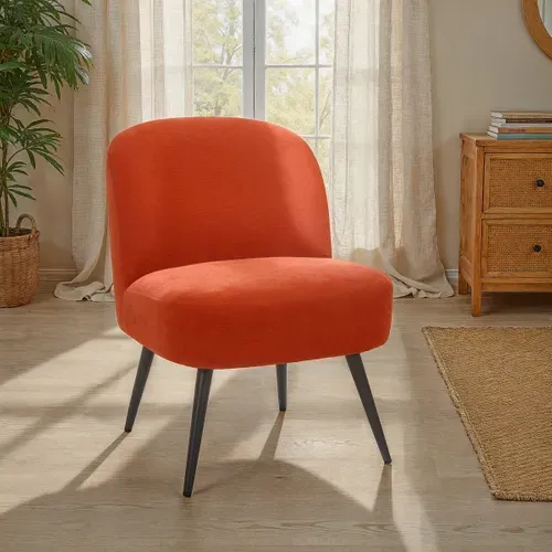 Fauteuil DAHLIA tissu brique vue d'ambiance 1