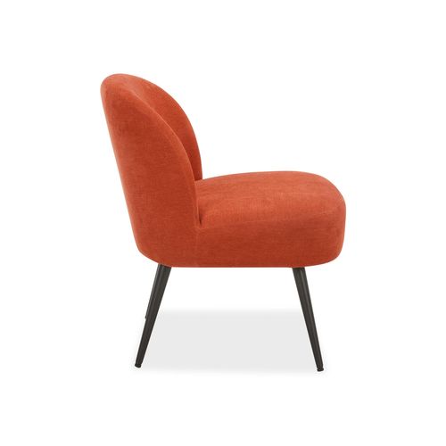 Fauteuil DAHLIA tissu brique vue de profil