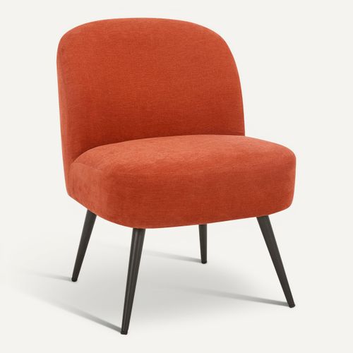 Fauteuil DAHLIA tissu brique vue 3/4