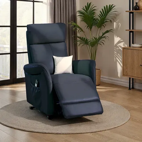Fauteuil releveur électrique 2 moteurs HAMILTON II cuir et croûte de cuir vue d'ambiance 1