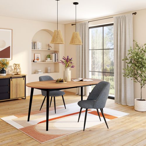 Lot de 2 chaises GABRIELE en tissu gris