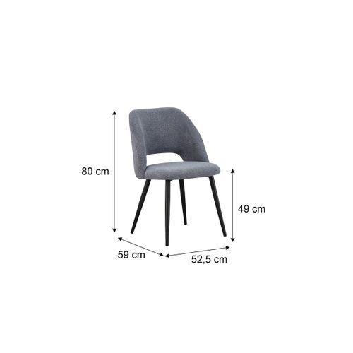 Lot de 2 chaises GABRIELE en tissu gris