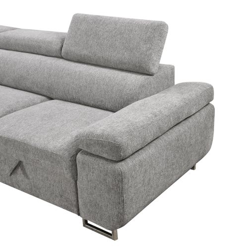 Canapé d'angle gauche convertible SALVADOR tissu gris clair