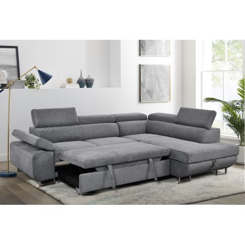 Canapé d'angle droit convertible SALVADOR tissu gris anthracite