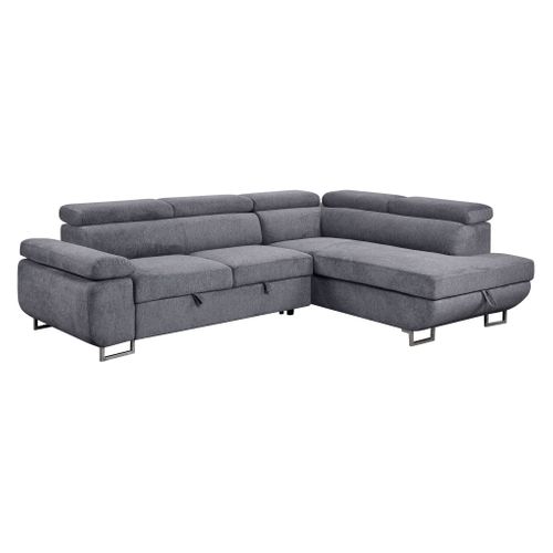 Canapé d'angle droit convertible SALVADOR tissu gris anthracite