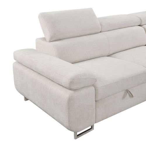 Canapé d'angle droit convertible SALVADOR tissu beige