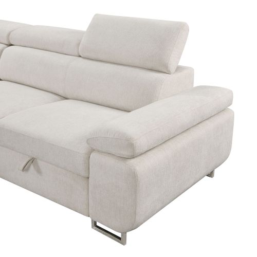 Canapé d'angle gauche convertible SALVADOR tissu beige