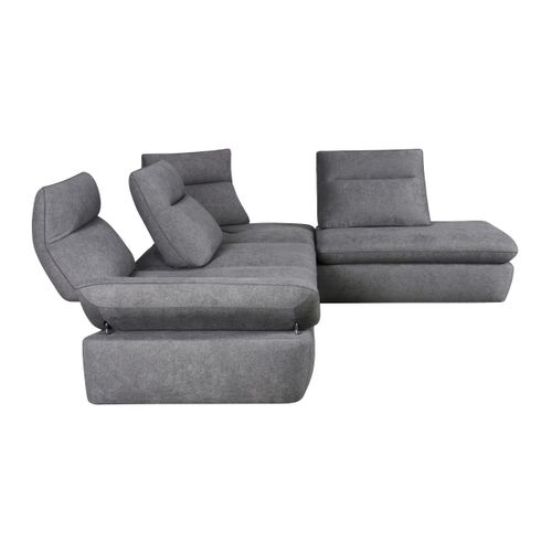 Canapé d'angle relax avance et recule angle droit UNIQUE tissu gris