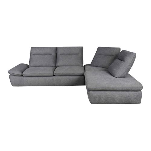 Canapé d'angle relax avance et recule angle droit UNIQUE tissu gris