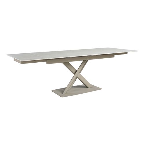 Table céramique L. 160/240 EVORA allonges imitation travertin