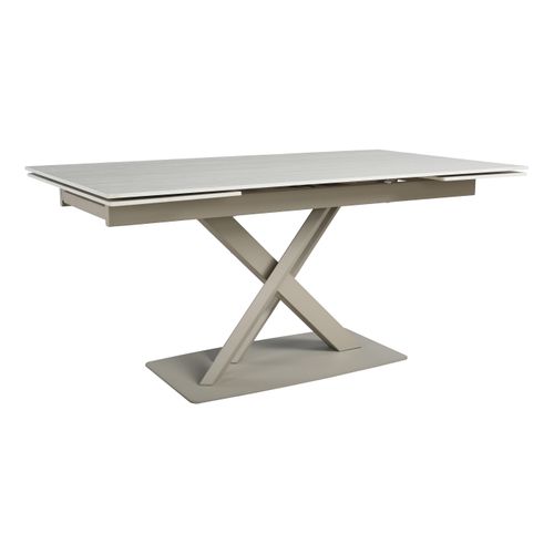 Table céramique L. 160/240 EVORA allonges imitation travertin
