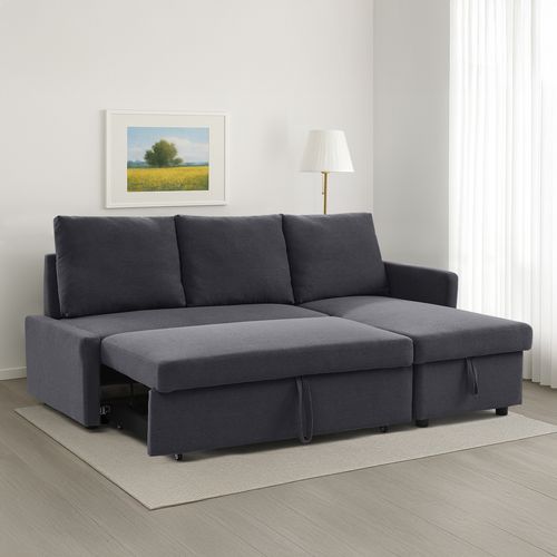 Canapé d'angle convertible méridienne réversible CAMPUS tissu gris foncé