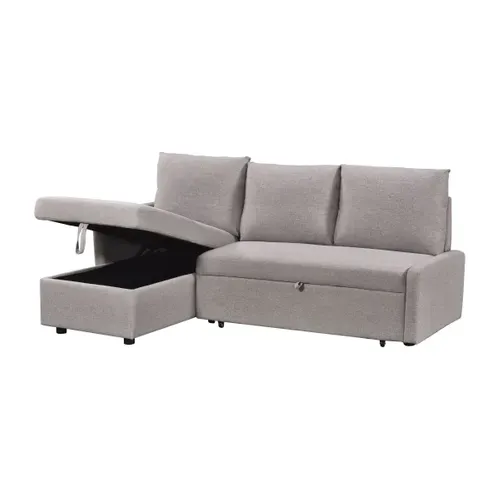 Canapé d'angle convertible méridienne réversible CAMPUS tissu gris clair