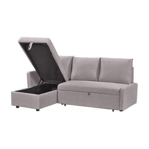 Canapé d'angle convertible méridienne réversible CAMPUS tissu gris clair
