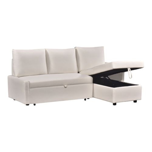 Canapé d'angle convertible méridienne réversible CAMPUS tissu crème