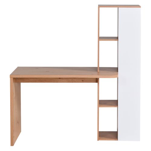 Bureau avec bibliothèque NOAH imitation chêne et blanc