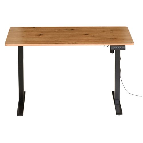 Bureau assis / debout LOUIS Imitation chêne et noir