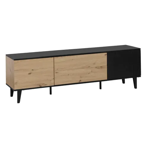 Meuble TV L.177 cm FABIEN imitation chêne et noir
