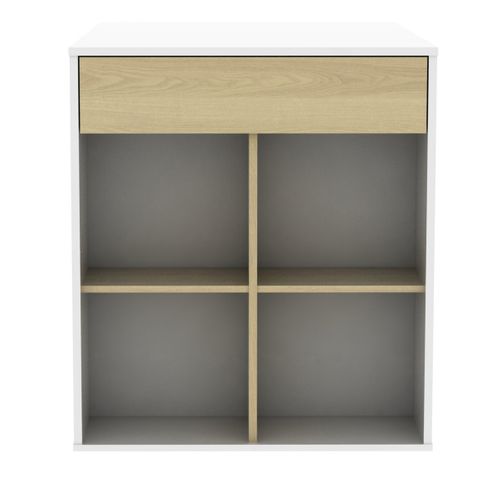 Ilot central H.90cm ERIC imitation chêne et blanc