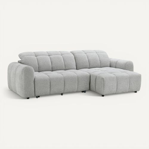 Canapé relax électrique CHARLES méridienne droite gris clair vue 3/4